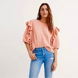 L.F. Markey Coral Forrest Ruffle Blouse